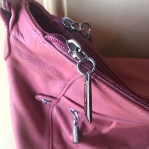 Stone Mountain Pink Leather Adjustable Strap Purse